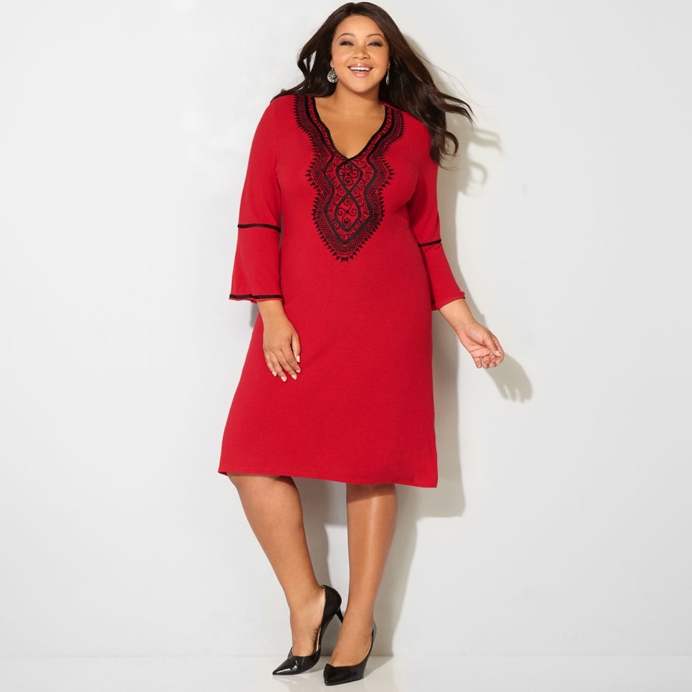 Avenue 22/24 Red Soutache Trim Dress